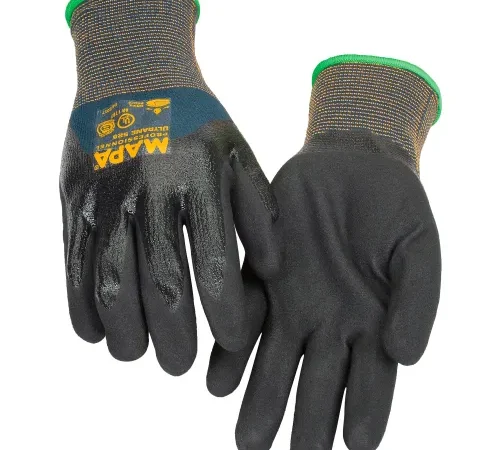 MAPA® Ultrane 525 Grip & Proof Nitrile 3/4 Coated Gloves, Light Weight, 1 Pair, Size 7, 525417