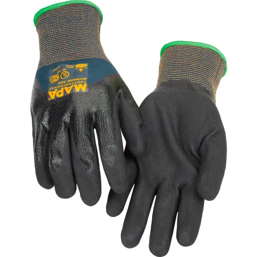 MAPA® Ultrane 525 Grip & Proof Nitrile 3/4 Coated Gloves, Light Weight, 1 Pair, Size 7, 525417