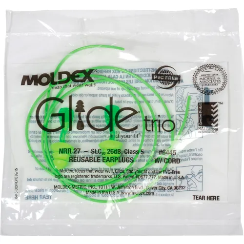 Moldex 6445 Glide® Trio Twist-In Earplugs, Reusable, Corded, NRR 27dB, 50/Pairs - Image 3