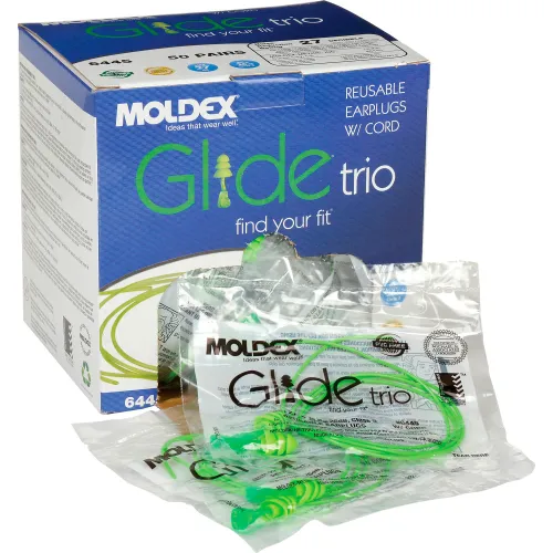 Moldex 6445 Glide® Trio Twist-In Earplugs, Reusable, Corded, NRR 27dB, 50/Pairs - Image 4