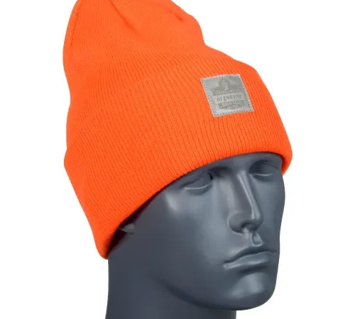 Ergodyne® N-Ferno® 6806 Rib Knit Beanie Hat, Cuffed, Orange