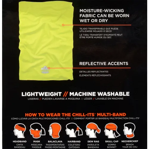 Ergodyne Chill-Its® Cooling Multi-Band, Hi-Vis Lime - Image 5