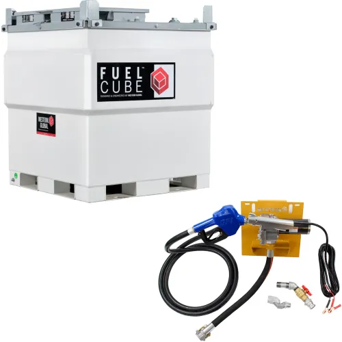Western Global 250 Gallon FuelCube Diesel Fuel Tank, 12V Pump Kit & Fuel Gauge