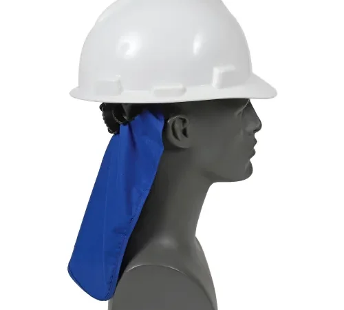 Ergodyne® Chill-Its® 6717 Cooling Hard Hat Pad W/ Neck Shade, Solid Blue, One Size