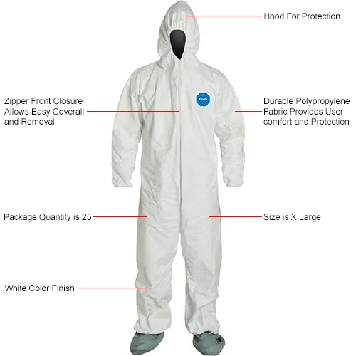 DuPont™ Tyvek® 400 Coverall Hood & Socks/Boots, White, Serged Seam, XL, 25/Qty - Image 3