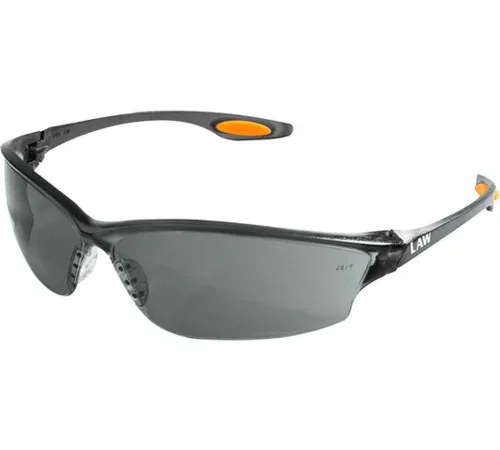 MCR Safety LW212 Law® 2 Safety Glasses, Orange Temple Inserts, Gray Lens
