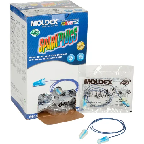 Moldex 6615 SparkPlugs® Multi-Color Foam Earplugs, Metal Detectable Corded, 100 Pairs/Box - Image 2