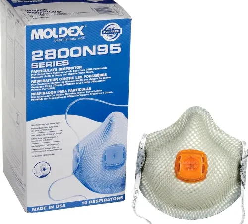 Moldex 2800N95 2800 Series N95 Particulate Respirator Mask, HandyStrap & Ventex Valve, M/L, 10/Box