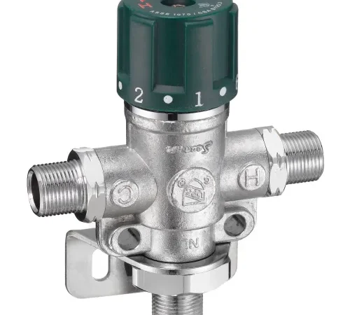 Global Industrial" Thermostatic Mixing Valve, 3/8" Inlet Connection, Lead Free Brass, 2.45 GPM