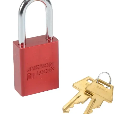 American Lock® No. A1106RED Solid Aluminum Rectangular Padlock, Red - Pkg Qty 6