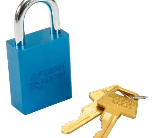 American Lock® No. A1105BLU Solid Aluminum Rectangular Padlock, Blue - Pkg Qty 6