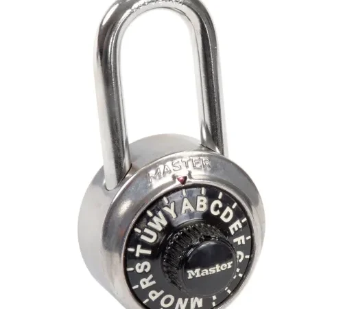Master Lock® No. 1572LF 3-Letter Combo Padlock 1-1/2" Inside Shackle, Control Chart, Blk Dial - Pkg Qty 6