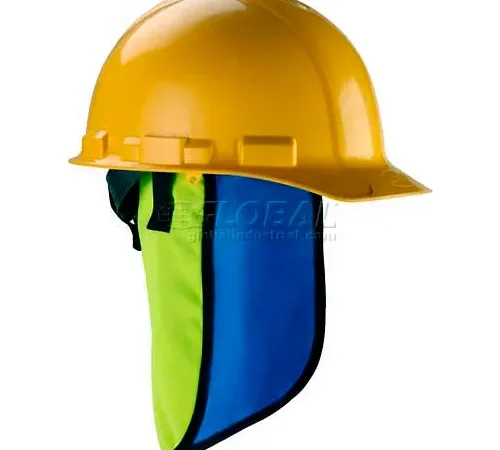 Ergodyne Chill-Its® Evap. Hard Hat Neck Shade w/ Built-In Cooling Towel, Lime, 12523