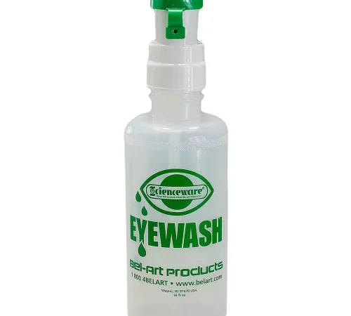 Bel-Art Emergency Eye Wash Safety Station Empty Replacement Bottle Refill, 500ml, 16 oz.