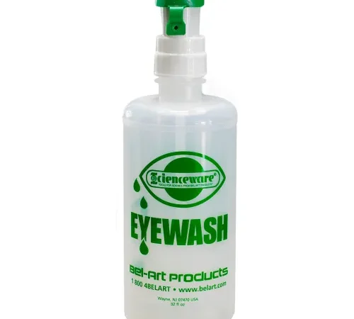 Bel-Art Emergency Eye Wash Safety Station Empty Replacement Bottle Refill, 1000ml, 32 oz.