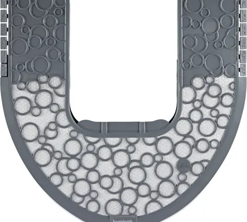 Boardwalk® Commode Mat 2.0 Disposable Toilet Floor Mat, Non-Slip Rubber, 22x22, Gray/Wht, 6/CT