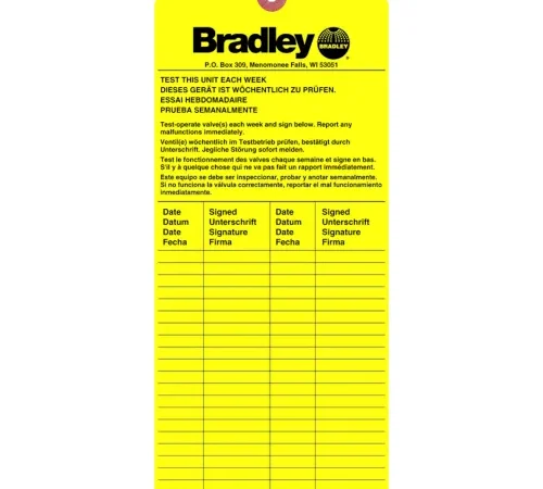 Bradley 204-421 Emergency Eyewash Or Safety Shower Inspection Tag