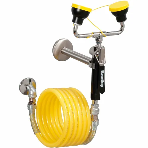 Bradley® S1944011ABC Eye/Face Wash, 12' Hand-Held Hose, Dual Head W/Squeeze Valve