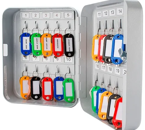 Barska Key Lock Box With Keyed Lock CB12482 - 20 Key Cap. 6-1/4" x 3" x 8" Gray