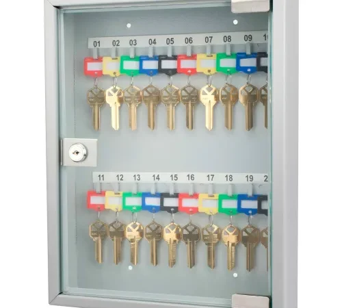Barska CB12952 20 Keys Lock Box Gray W/ Glass Door 16"W x 13-1/2"D x 6"H, Grey, Aluminum
