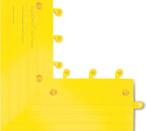 Wearwell® ErgoDeck® Heavy Duty Outside Corner 7/8" Thick 1.25' x 1.25' Yellow - Case of 4