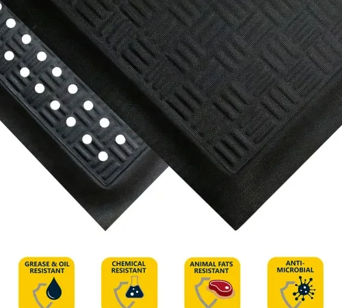 Comfort Station Max Anti Fatigue Mat w/Holes 7/16" Thick 3' x 8' Black