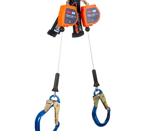 3M DBI-SALA Nano-Lok Edge Twin-Leg Personal Self Retracting Lifeline, Aluminum Rebar Lock Hook 8'L