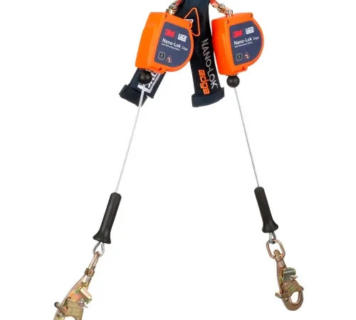3M DBI-SALA Nano-Lok Edge Twin-Leg Personal Self Retracting Lifeline, Steel Swivel Snap Hook, 8'L