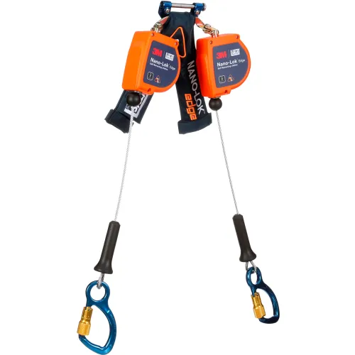 3M" DBI-SALA Nano-Lok Edge Twin-Leg Personal Self Retracting Lifeline, Aluminum Carabiner, 8'L