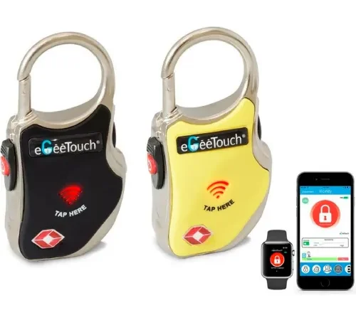 eGeeTouch® 3rd Generation Smart TSA Travel Padlock, Black/Yellow, Pack of 2
