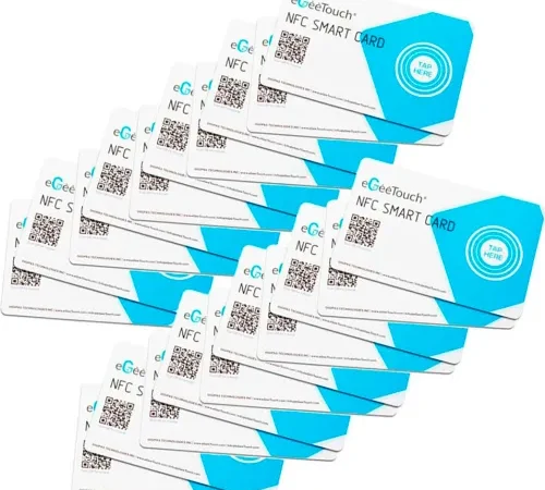 eGeeTouch® Smart NFC Smartcards, White/Blue, Pack of 20