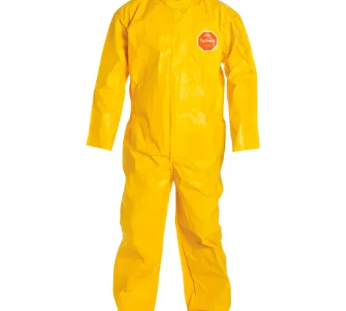 DuPont™ Tychem® 2000, Coverall, Front Zipper, Bound Seams, Yellow, 5X, 12/Qty