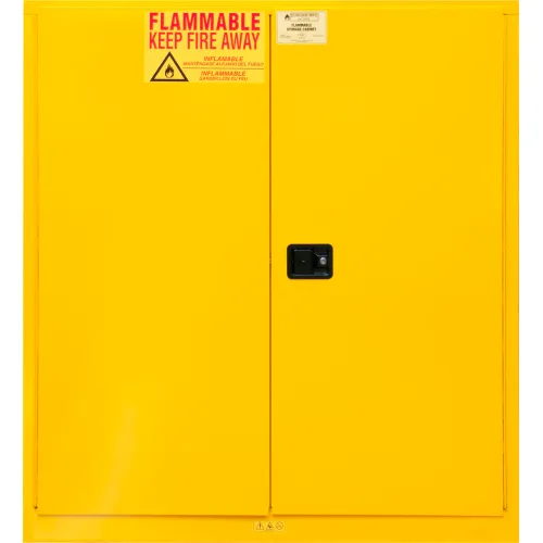 Durham Mfg.® Flammable Storage Cabinet, 120 Gal Cap., 59-3/16"W x 34-3/16"D x 65-1/8"H, Yellow - Image 3