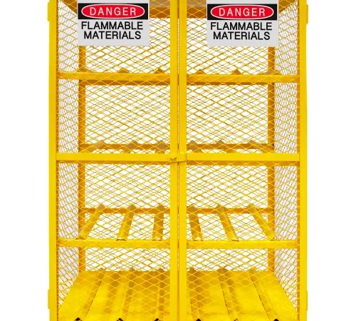 Durham Mfg.® Gas Cylinder Cabinet, 50-1/4"W x 41-15/16"D x 71-7/8"H, 12 Cylinder Cap., Yellow