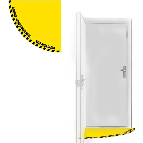 DuraStripe® Half 90° Door Swing Sign, Black on Yellow, 21" x 21" - Image 2