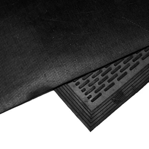 Rubber-Cal "DuraScraper Linear" Commercial Rubber Entrance Door Mat - 3/8 in x 36 in x 60 in - Black - Image 3