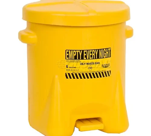 Eagle 6 Gallon Poly Waste Can W/ Foot Lever, Yellow - 933FLY