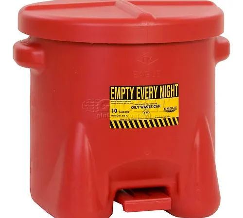 Eagle 10 Gallon Poly Waste Can W/ Foot Lever, Red - 935FL