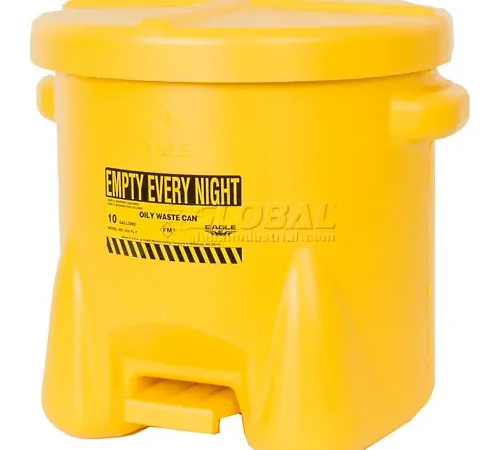 Eagle 10 Gallon Poly Waste Can W/ Foot Lever, Yellow - 935FLY