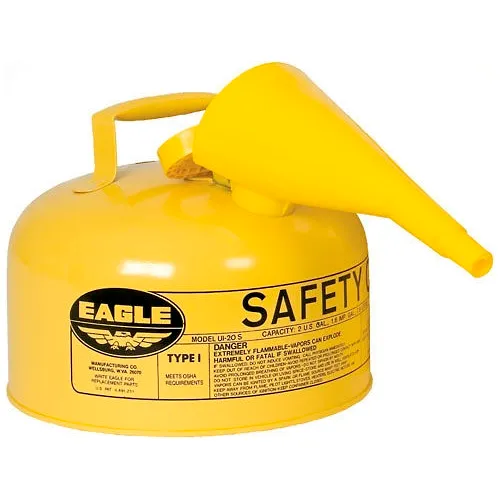 Eagle Type I Safety Can - 2 Gallon with Funnel - Yellow