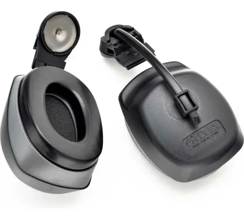 Elvex® QuickSnap Cap Mounted Earmuff, Dielectric, NRR 27 dB, Gray/Black