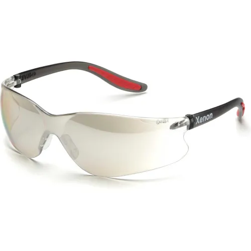 Elvex® Xenon" Frameless Safety Glasses, HC/PC Clear Lens, Black Temples, Pack of 12