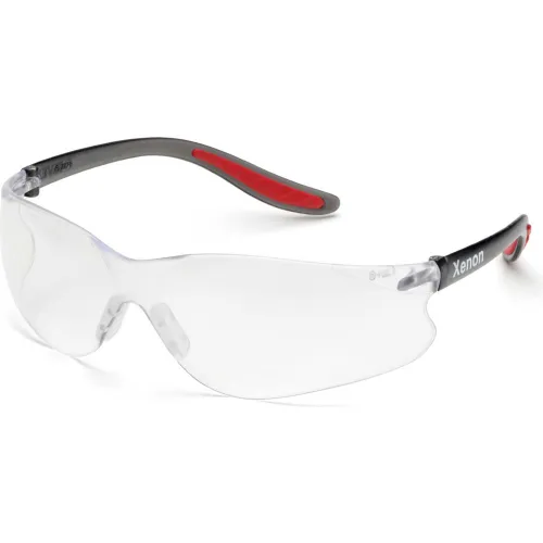 Elvex® Xenon" Frameless Safety Glasses, Hard Coat Clear Lens, Black Temples, Pack of 12