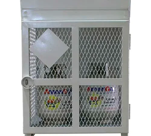 4 Capacity 20 Lbs Cylinders Heavy Duty Steel Gas Cylinder Cage 30"Wx30"Dx38"H White, Manual Close