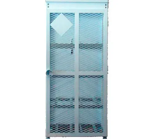 8 Capacity 30 Lbs Cylinders Heavy Duty Steel Gas Cylinder Cage 30"Wx30"Dx70"H White, Manual Close