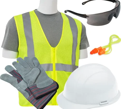 ERB® L3 New Hire Kit with Liberty® Cap & S362 Safety Vest, XL, White/Gray/Hi-Viz Lime - Pkg Qty 6