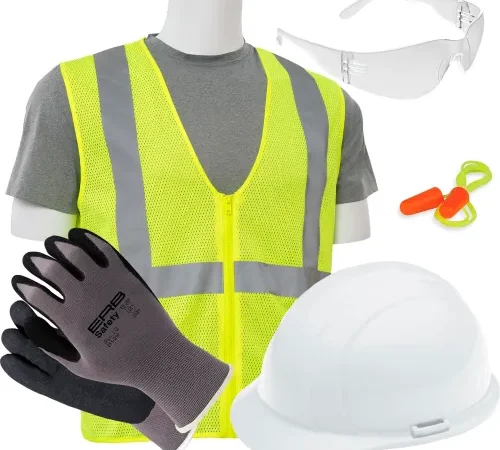ERB® L4 New Hire Kit with Liberty® Cap & S363 Safety Vest, 2XL, White/Clear/Hi-Viz Lime - Pkg Qty 6