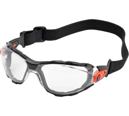 Delta Plus Go-Specs" Full Frame Safety Glasses, Clear AF/PC Lens w/ Elastic Fabric Strap