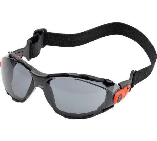 Delta Plus Go-Specs" Full Frame Safety Glasses, Gray AF/PC Lens w/ Elastic Fabric Strap