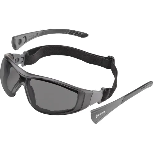 Delta Plus Go-Specs II" Full Frame Safety Glasses, Replaceable Gray AF/PC Lens, Black/Gray - Image 2